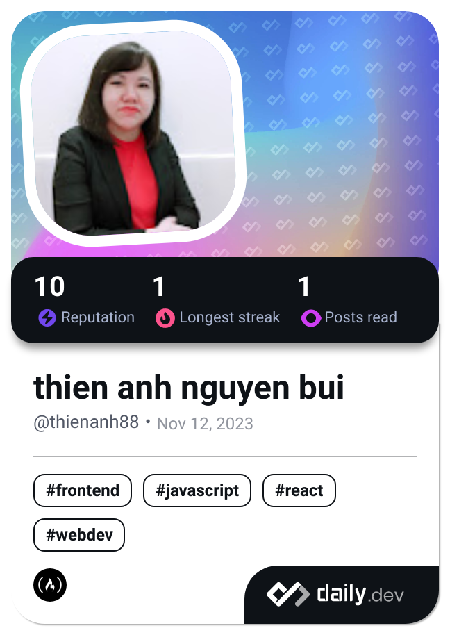 thien anh nguyen bui's Dev Card