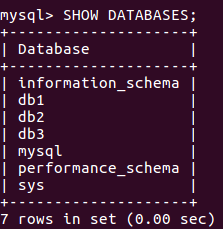 SHOW DATABASE