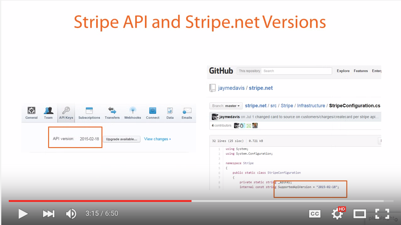 Stripe API and Stripe.NET Versions