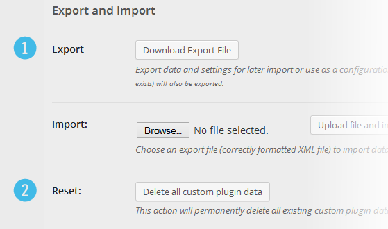 1. Export/Import config.xml file. 2. Delete all data.