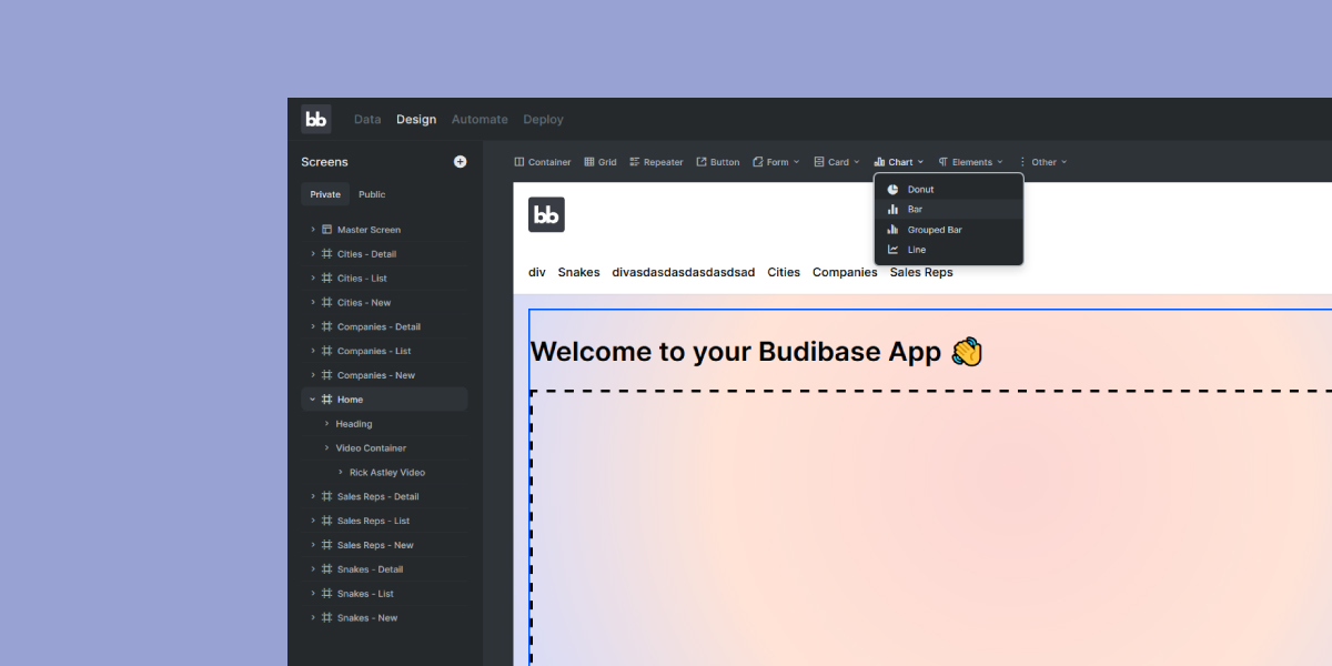 Budibase design ui