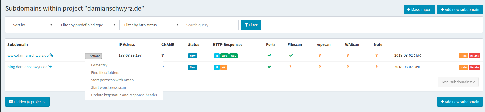 Image of domain actions