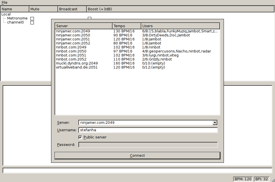 Wahjam nightly server browser