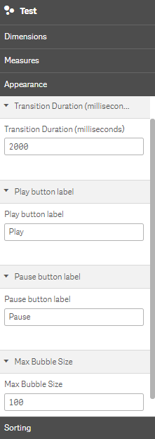 Qliksense Extension Animated Bubble Chart-Options