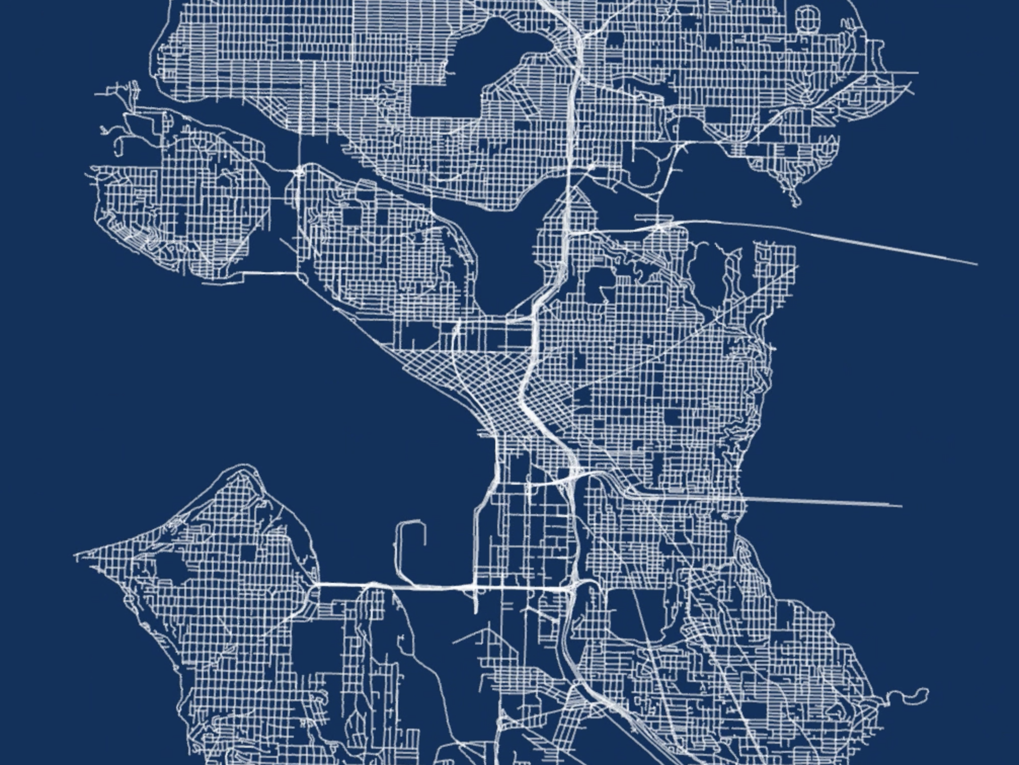 Seattle roads rendered with stress minimization