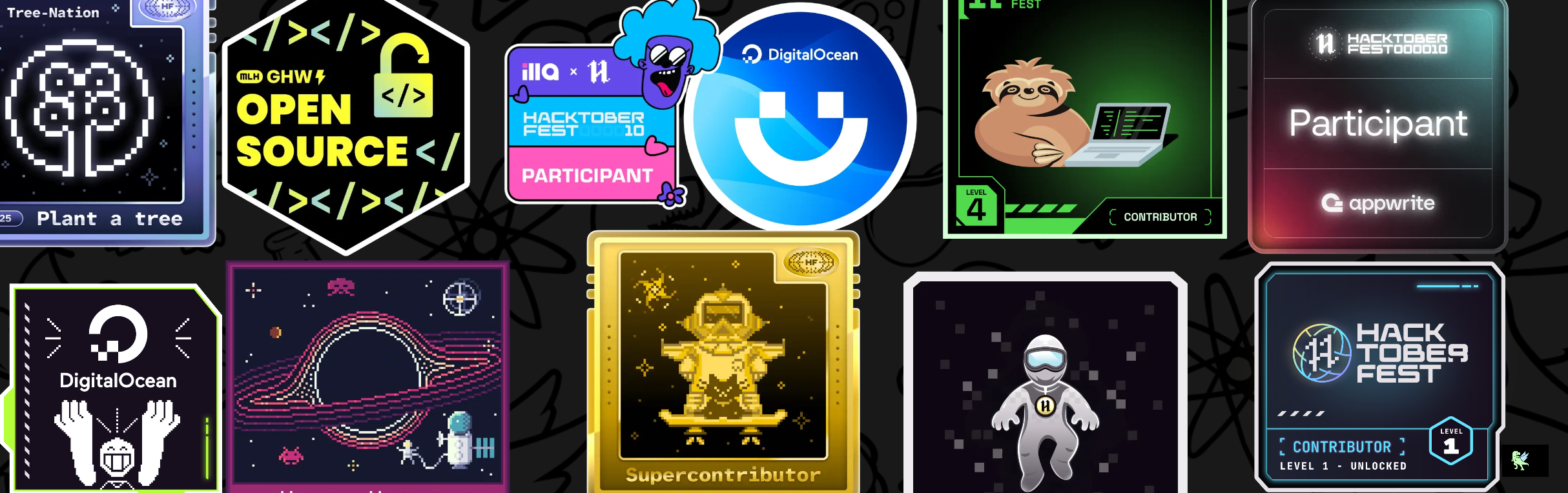 An image of @aryank's Holopin badges, which is a link to view their full Holopin profile