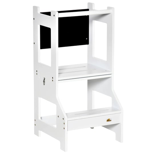 qaba-2-in-1-kids-kitchen-step-stool-detachable-toddler-table-and-chair-set-white-1