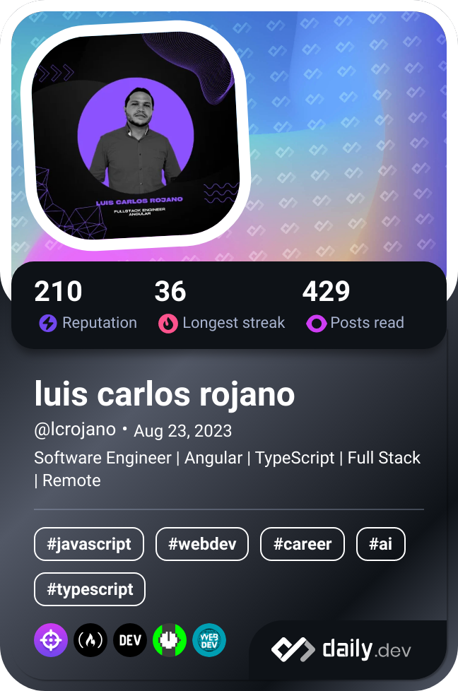 luis carlos rojano's Dev Card