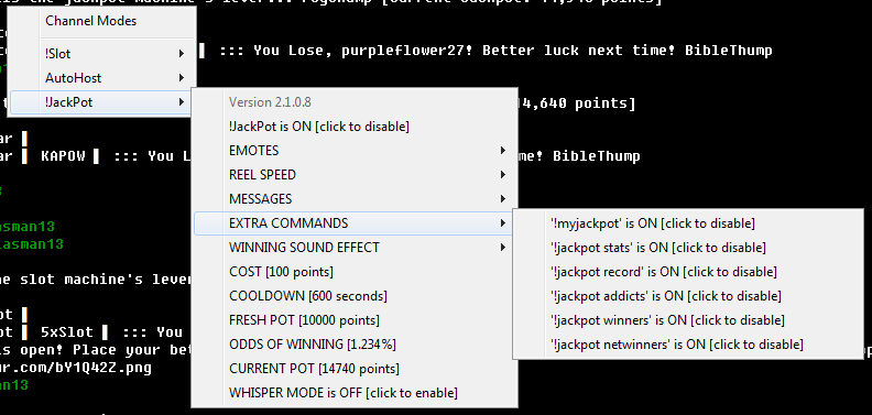 Jackpot Version 2 Context Menu