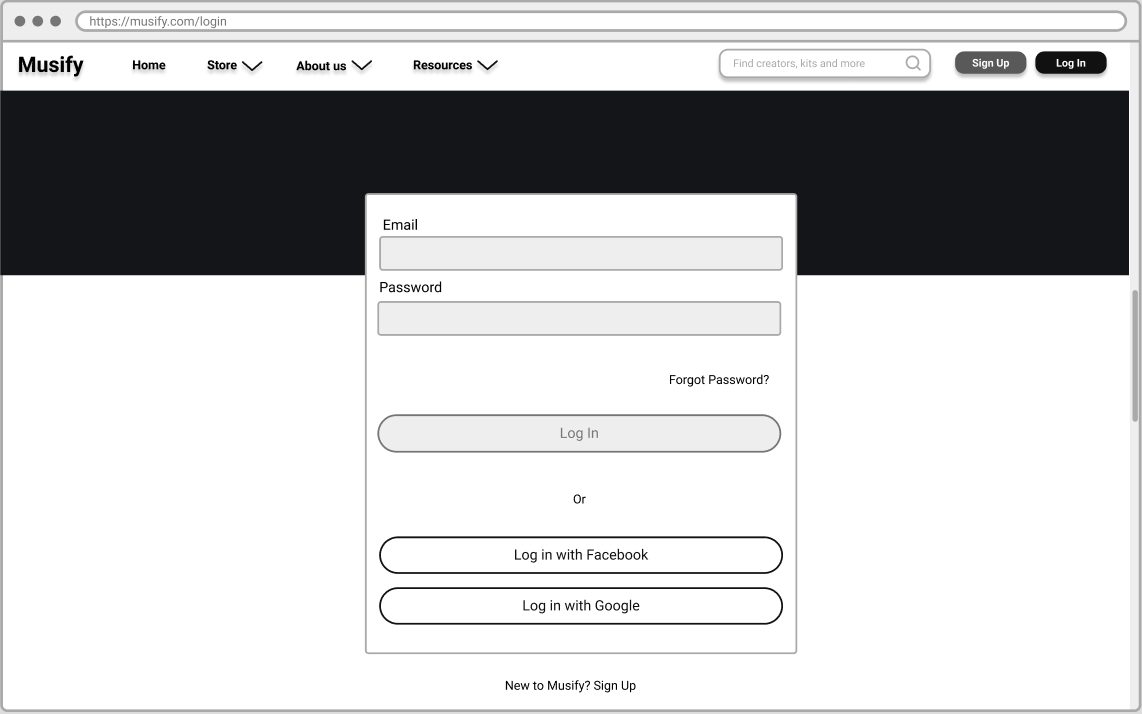 Wireframe login