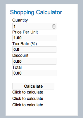 Shopping calculator