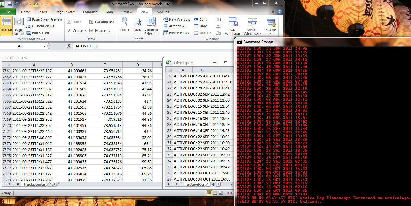 Active Logs & Trackpoint CSVs