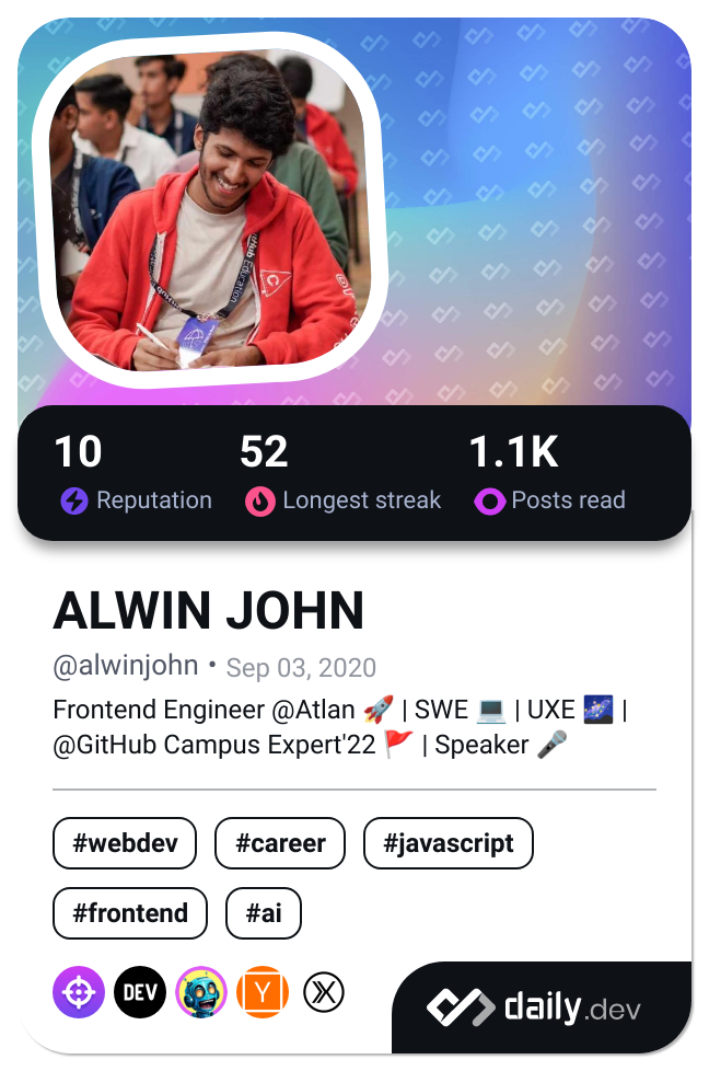 ALWIN JOHN's Dev Card