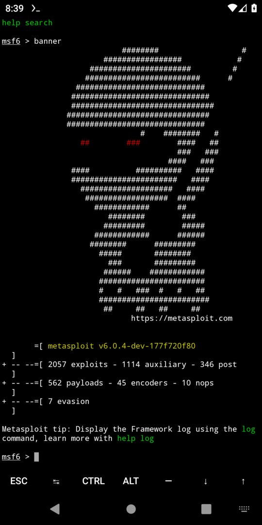 Metasploit 6 running