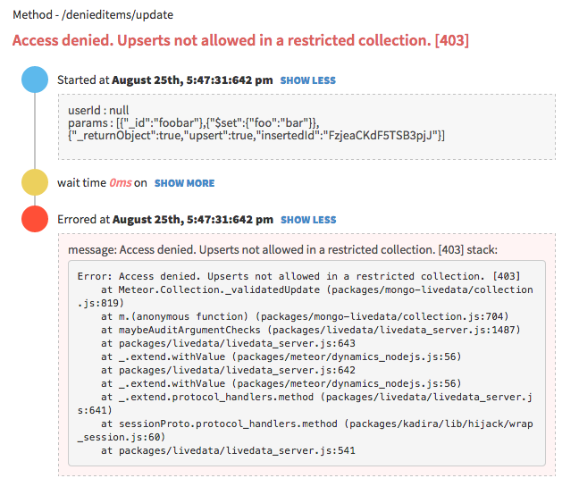 Server Side Meteor Error Trace on Kadira