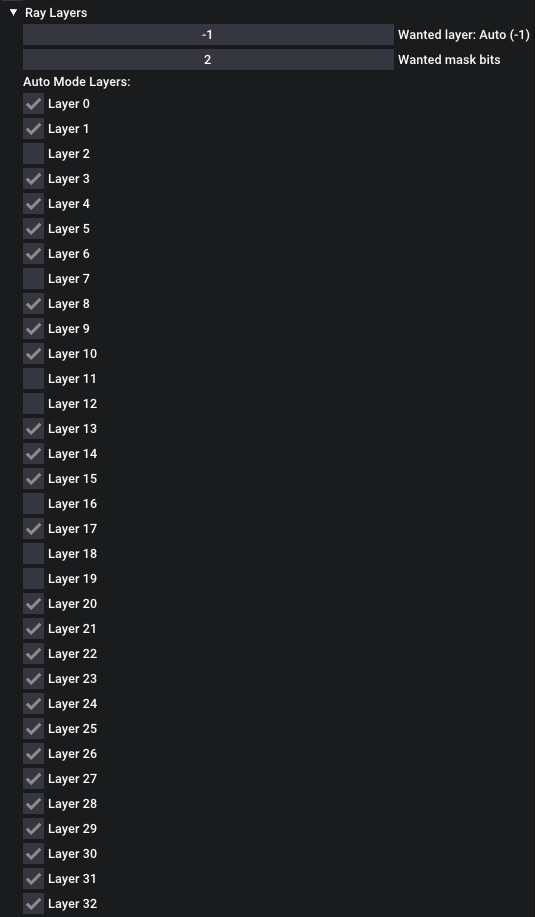 Ray Layers Table