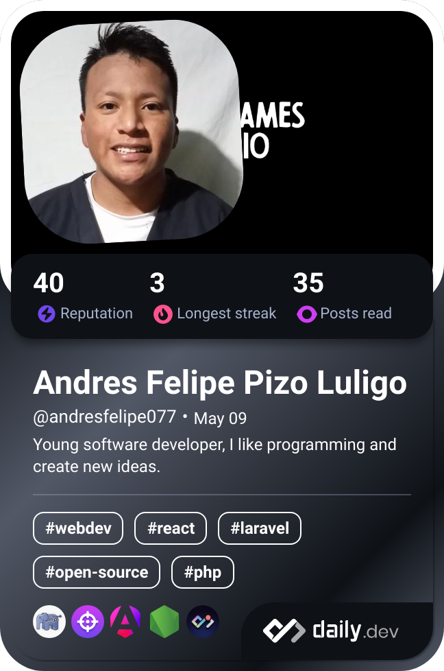 Andres Felipe Pizo Luligo's Dev Card