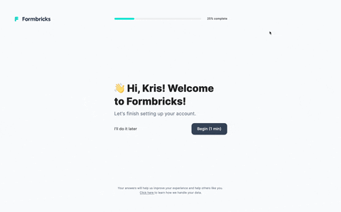 SFormbricks Onboarding Design