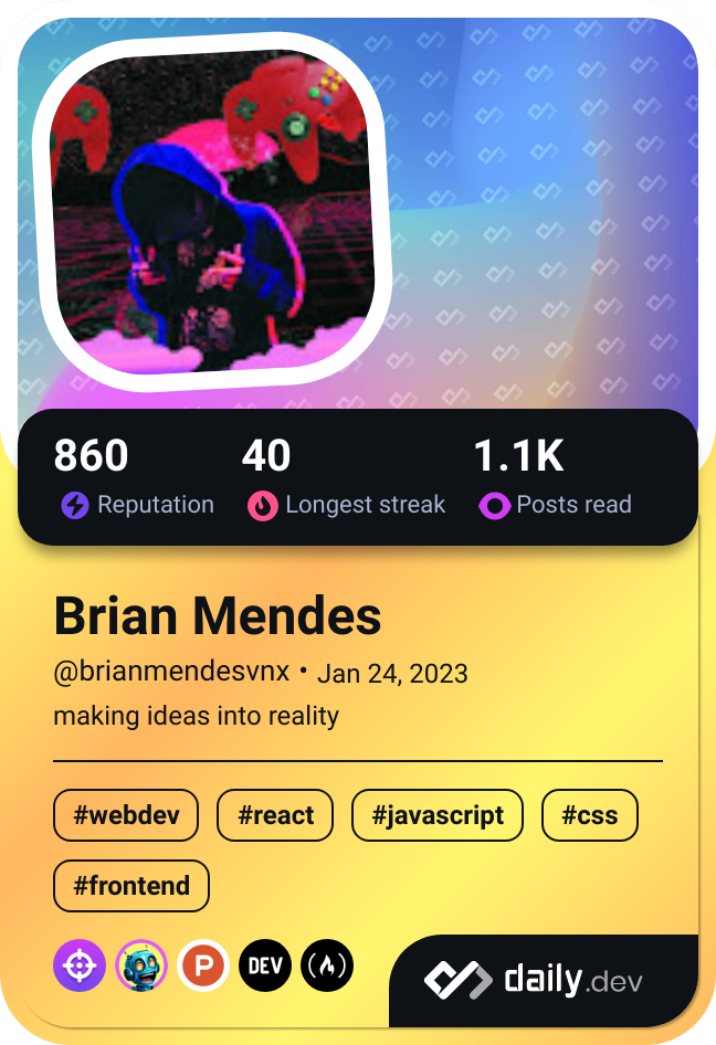 Brian Mendes's Dev Card