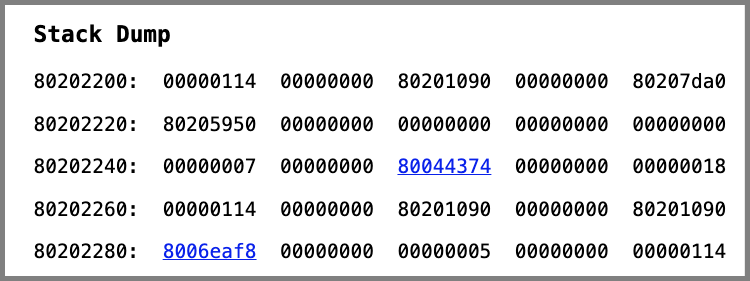 Stack Dump