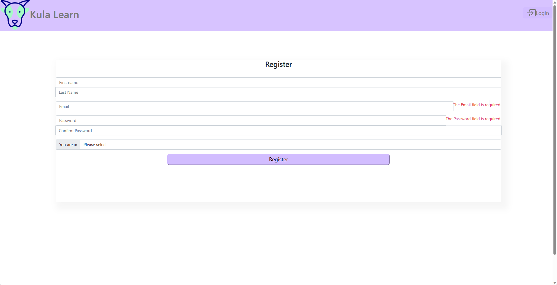 Registration Page