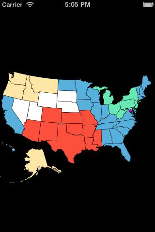 USStatesColorMap Screenshot-iPhone-Example