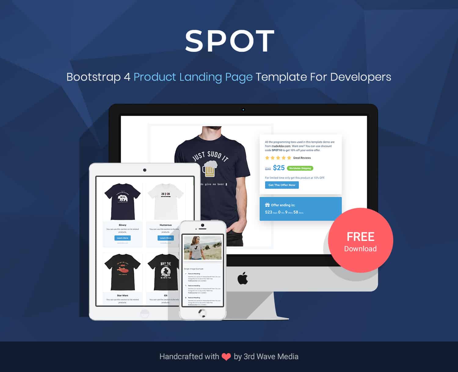 Bootstrap 4 Product Landing Page Template for Developers