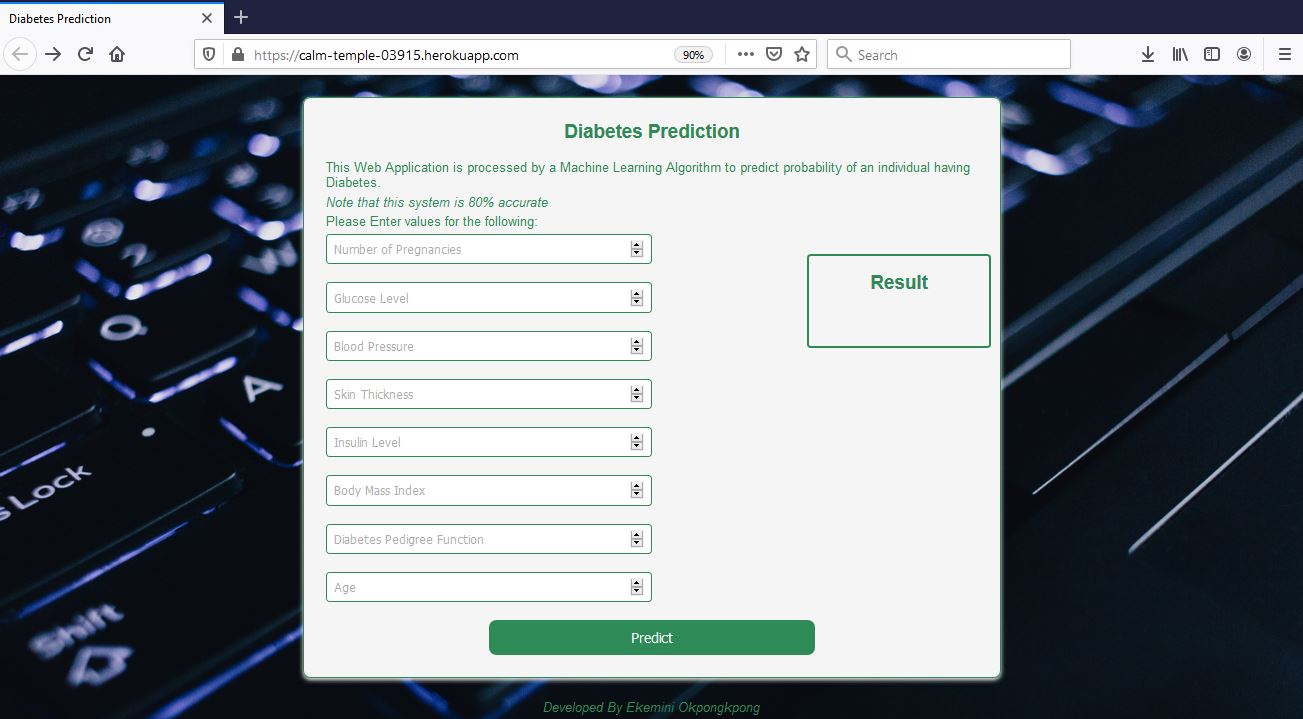 GitHub - theKemmie/Diabetes-Prediction-Web-Application: A Web ...