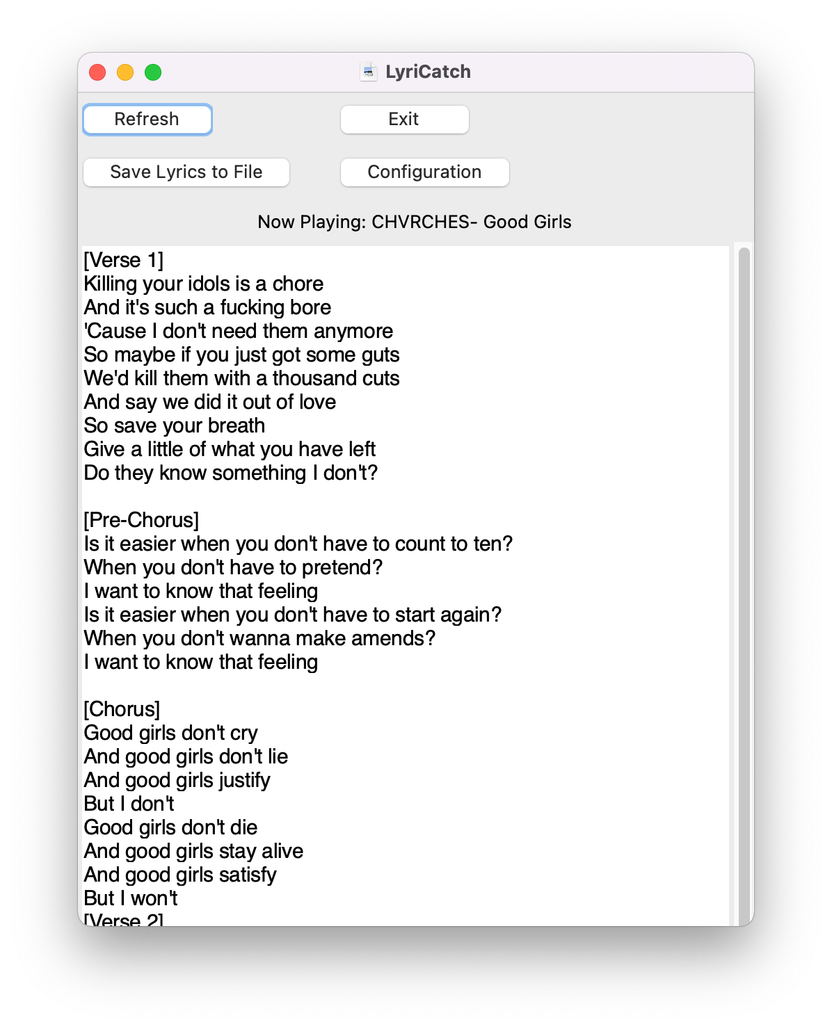 LyriCatch Screenshot macOS