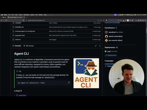 A demo video of Agent-CLI showing local AI voice and text tools on a desktop.