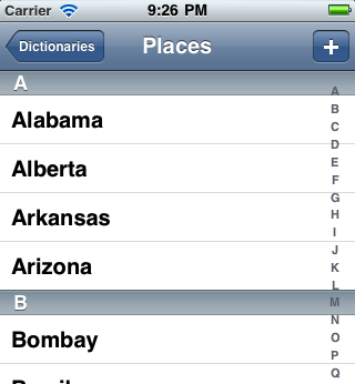 UITableView with section index titles