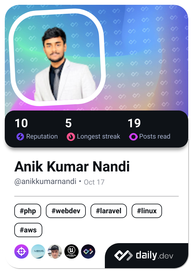 Anik Kumar Nandi's Dev Card