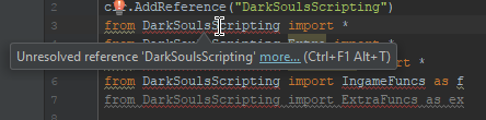 Unresolved reference 'DarkSoulsScripting'