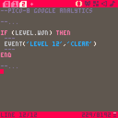 PICO-8 Google Analytics example