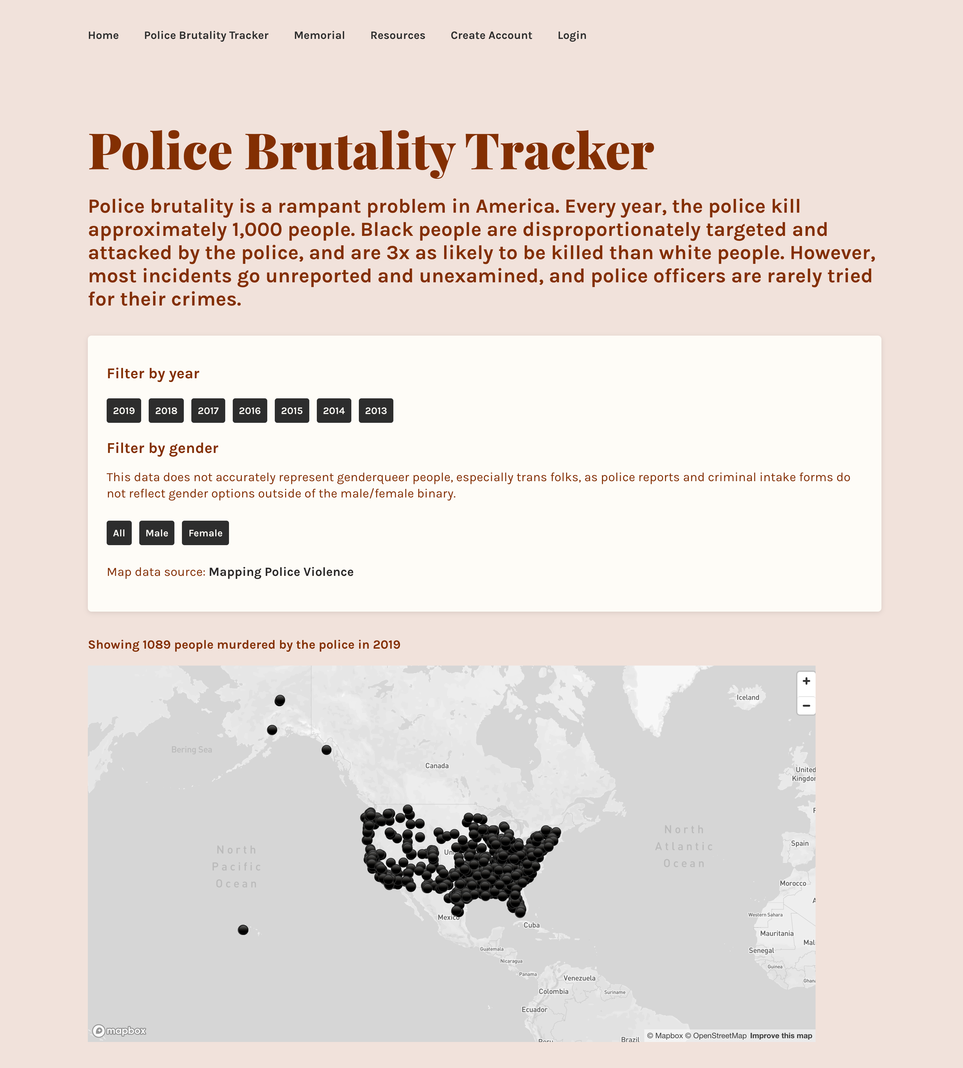 Police brutality tracker