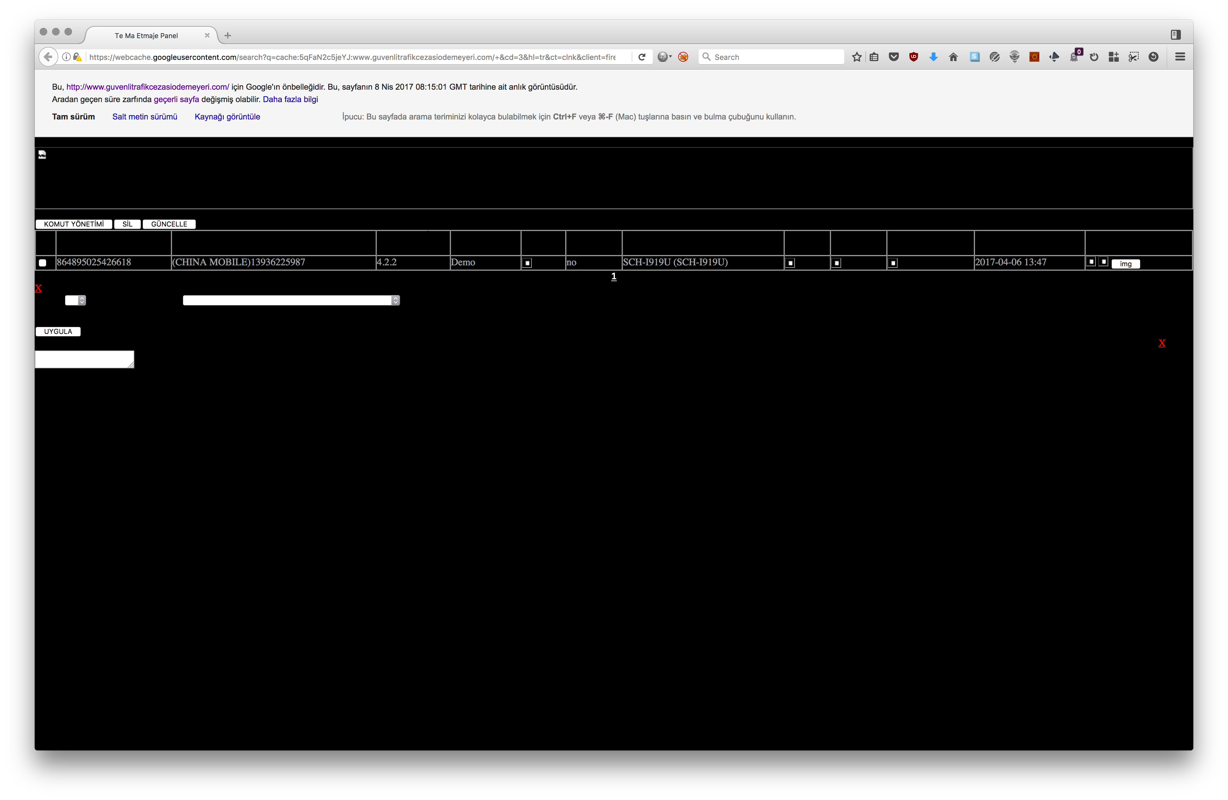 C&C server google cache