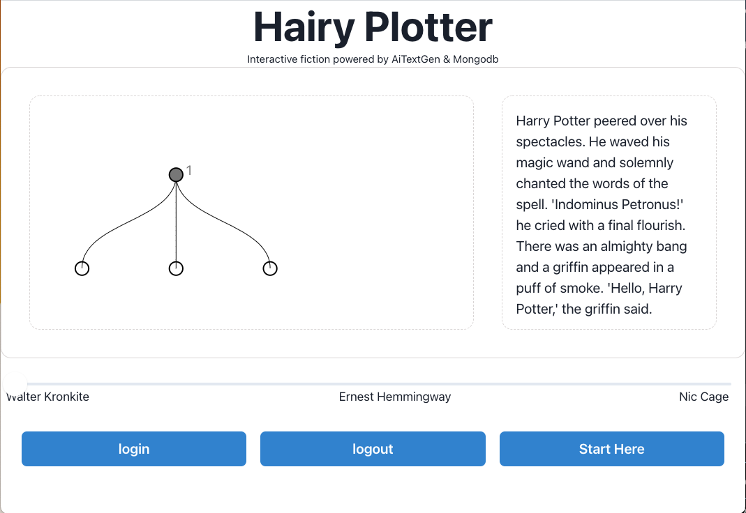 App screenshot showing three new scene nodes beneath the initial one