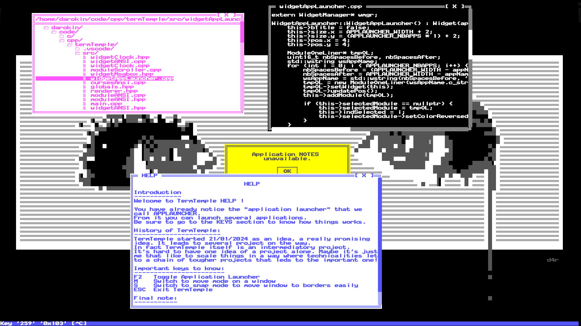 Screenshot of Term Temple console application by darokin