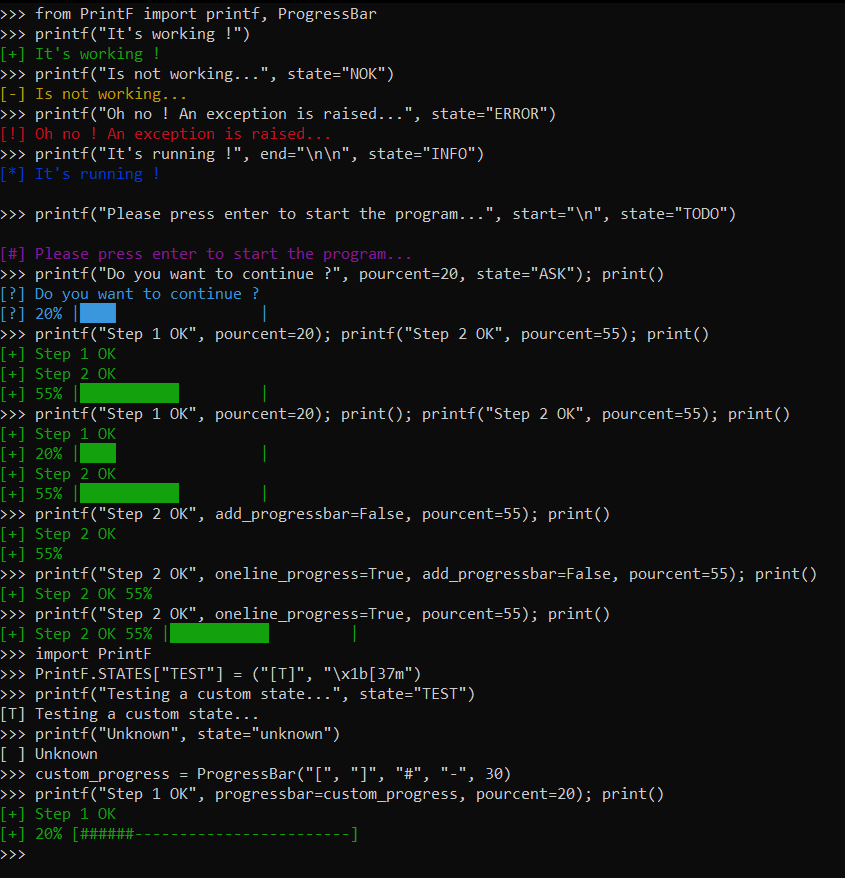 TerminalMessages demonstration