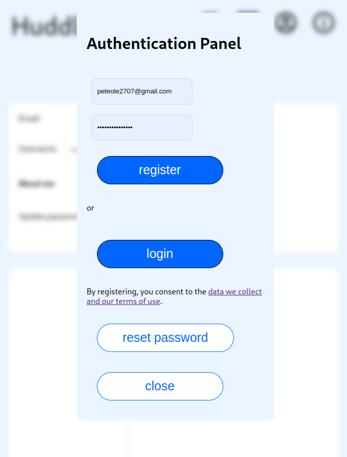 Authentication popup