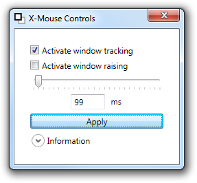 Screenshot of the main window of X-Mouse Controls from 2010-04-03 11:55.