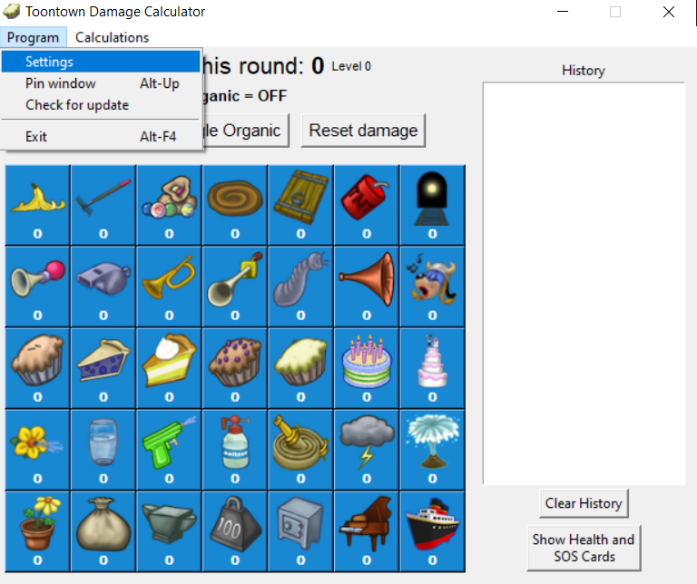A demonstration of the above instructions. "Settings" is highlighted, suggesting it has been selected by the cursor.