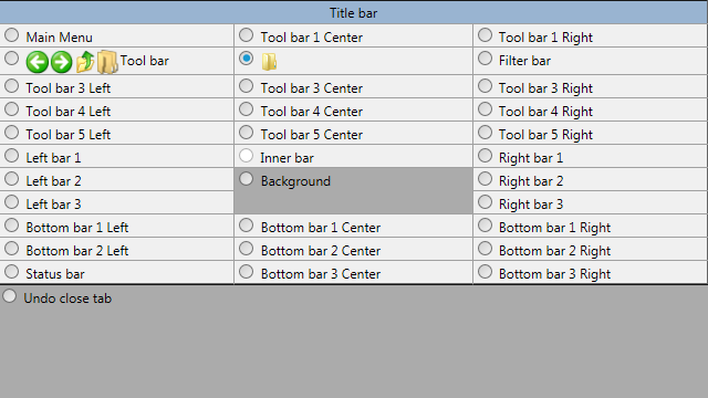 Toolbar locations