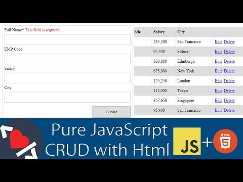 Video Tutorial for JavaScript CRUD Operations with Html