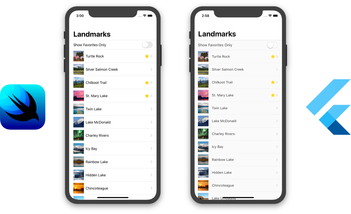 landmarks flutter and swiftui