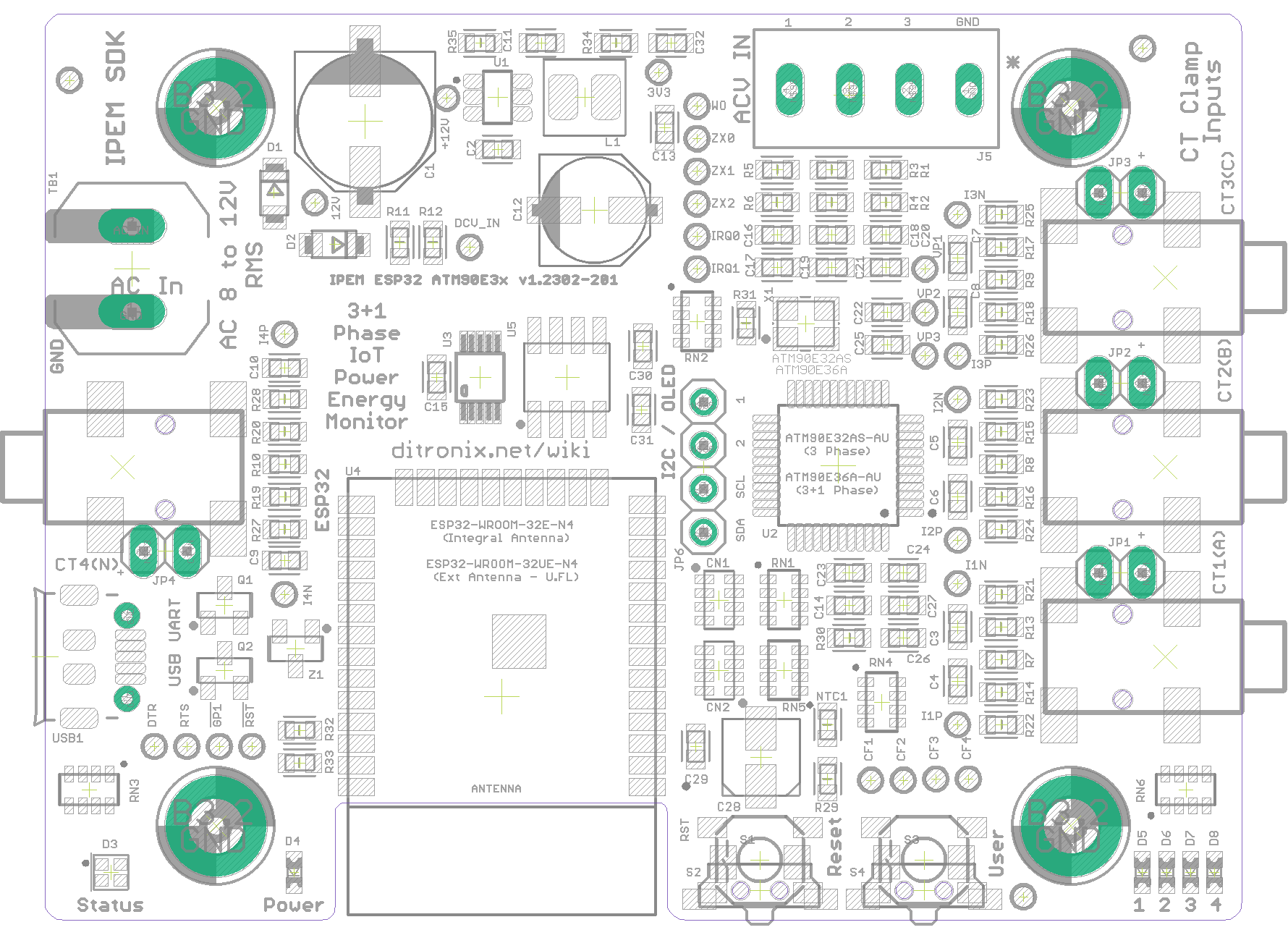 IPEM IoT Power Energy Monitor PCB Top - Component Placement