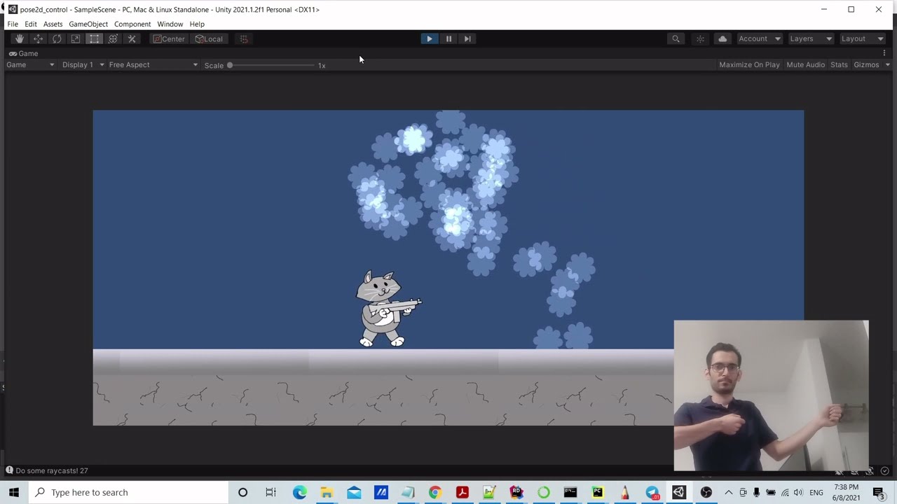 A simple 2D Platformer in Unity3D : Controlling the character with 2D Poses extracted from webcam.