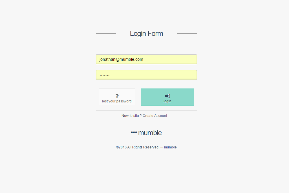 Login page - Mumble