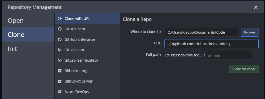 Cloning a repo with GitKraken