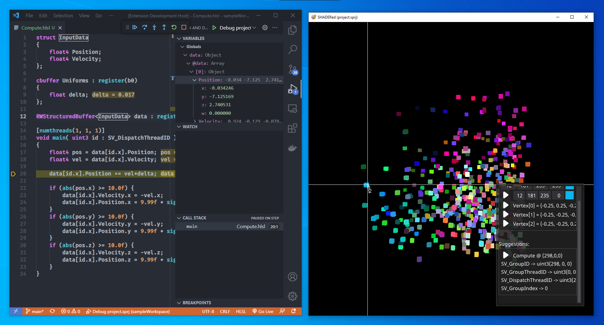 Debugging compute shader in VS Code